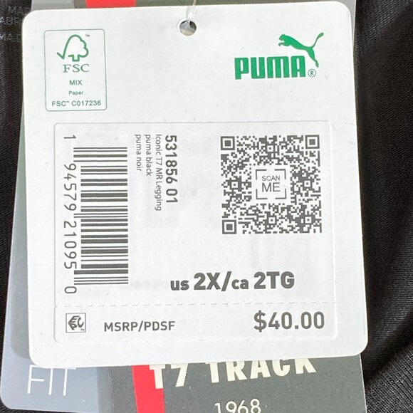 NEW! PUMA T7 MR LEGGING 2X Tight Fit Womens Track Pants Black White - Picture 8 of 8